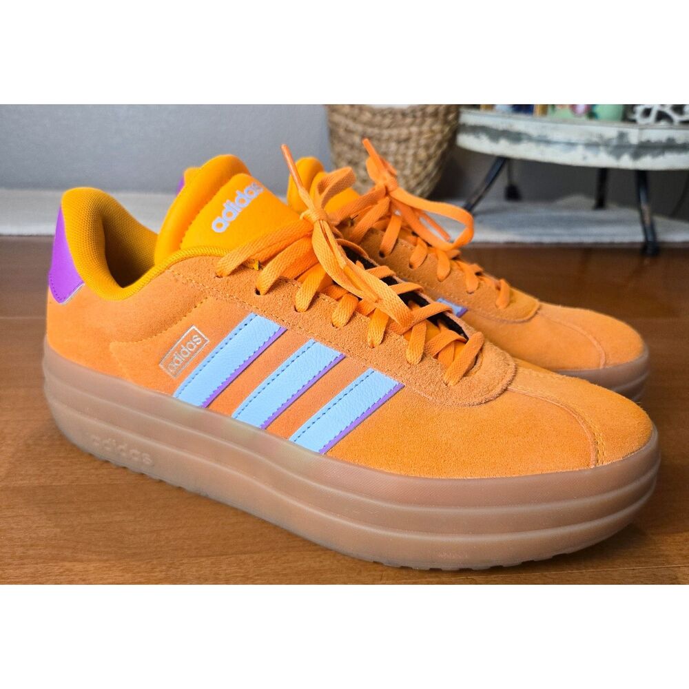 Adidas VL Court Bold Platform Sneakers Womens Size 10 Crew Orange Purple IH8090